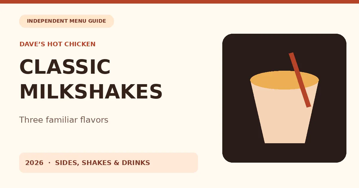 Original editorial cover for Dave’s Milkshakes: Chocolate, Vanilla and Strawberry, not a restaurant product photo