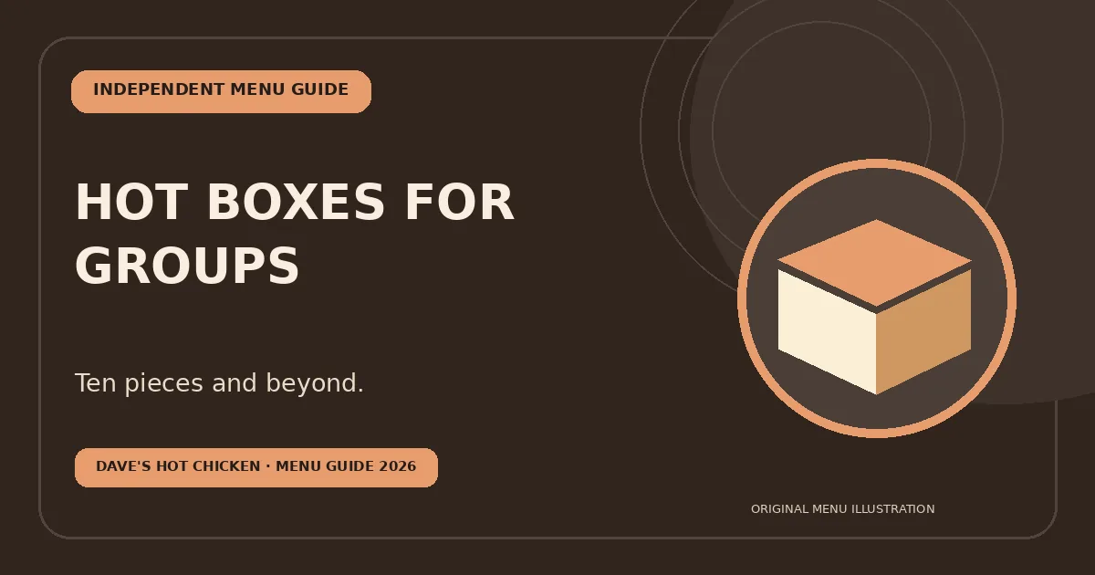 Original illustrated cover for Dave’s Hot Boxes: Tenders, Sliders & Group Meals, not an official product image